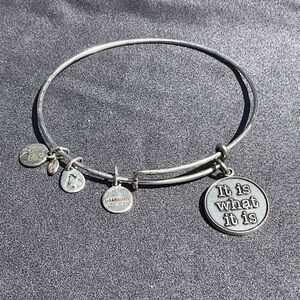 ALEX AND ANI Bracelet “It Is What It Is “Charm Russian Silver Bangle